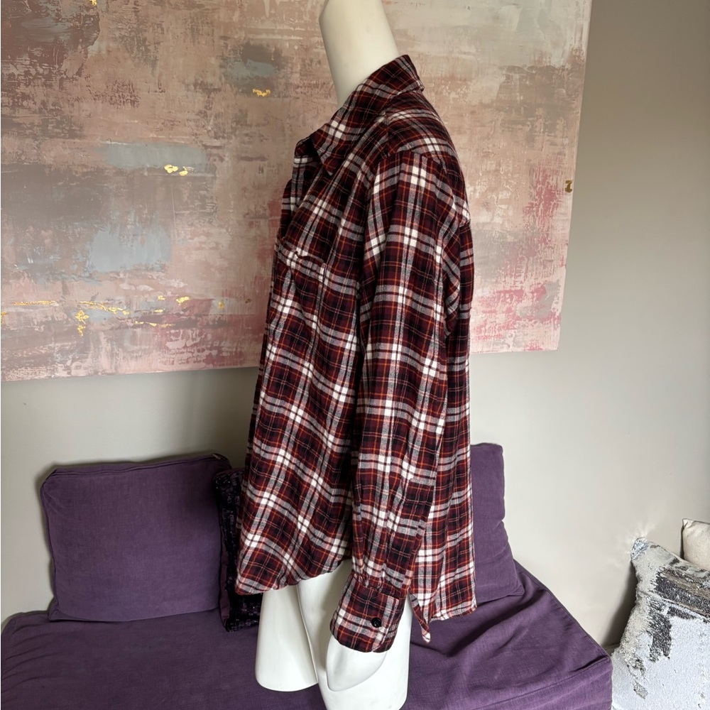 Lane Bryant Burgundy and White Oversized Plaid Shirt Szie‎ 18/20 - Picture 5 of 10
